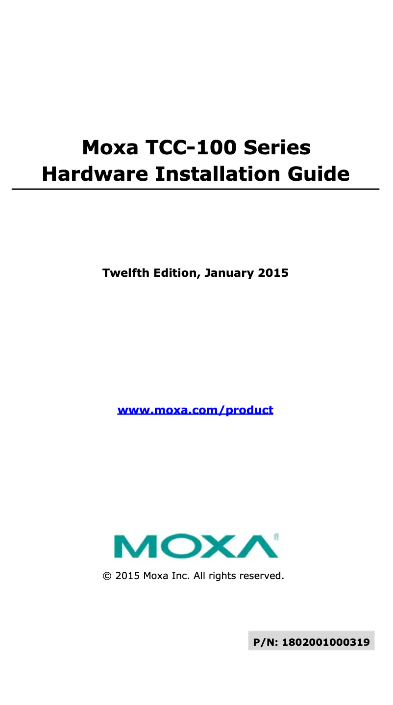 Imagen de la primera página del manual del dispositivo TCC-100I-T