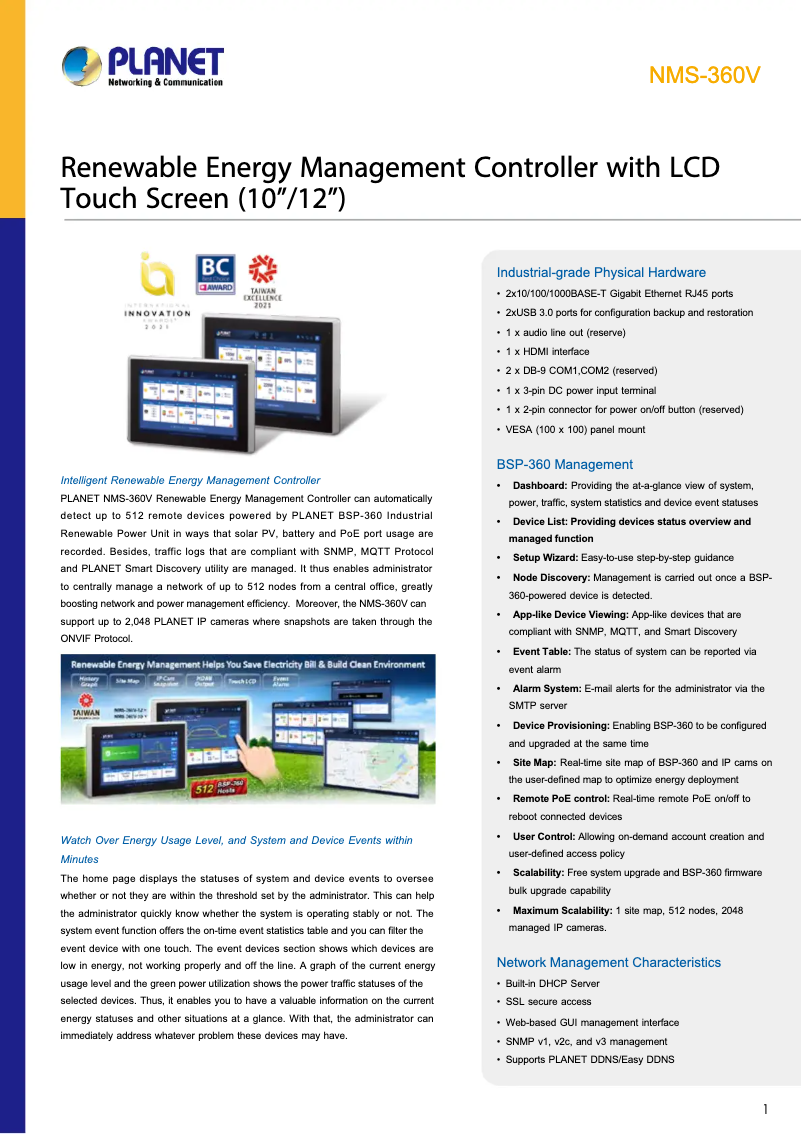 Imagen de la primera página del manual del dispositivo NMS-360V