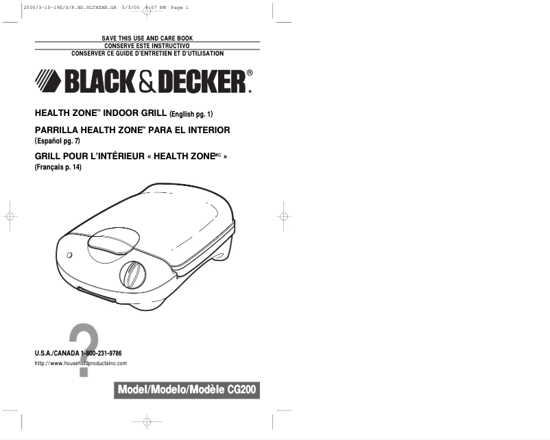 Imagen de la primera página del manual del dispositivo CG200