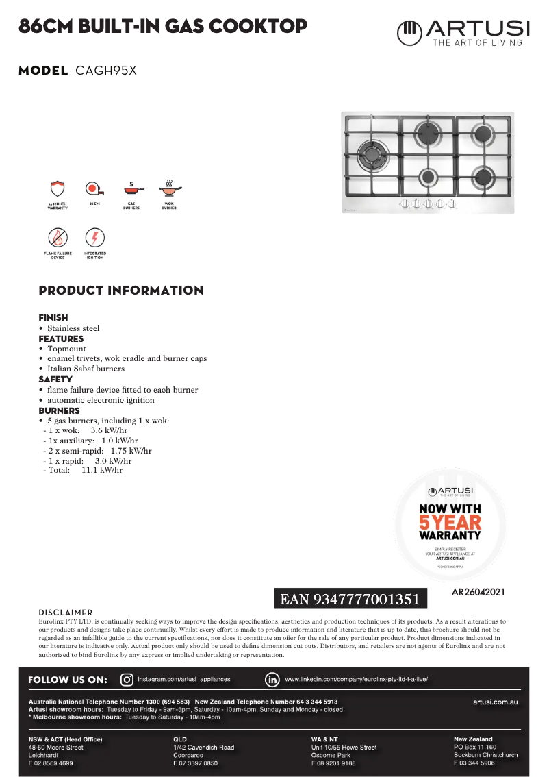 Imagen de la primera página del manual del dispositivo CAGH95