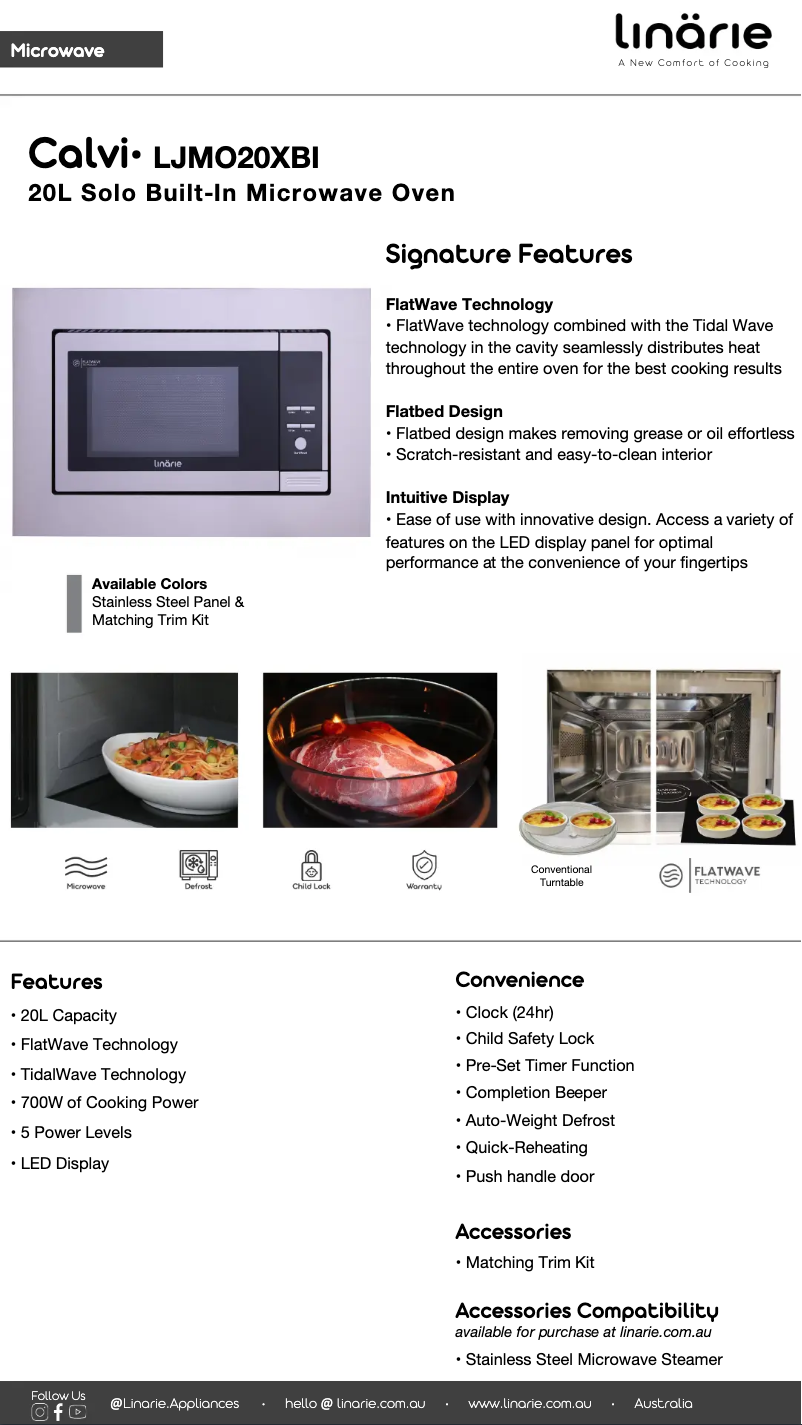 Página 1 del manual Ficha técnica Linarie Calvi LJMO20XBI