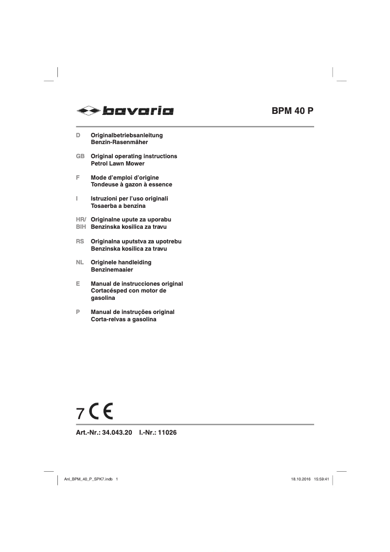 Imagen de la primera página del manual del dispositivo BPM 40 P