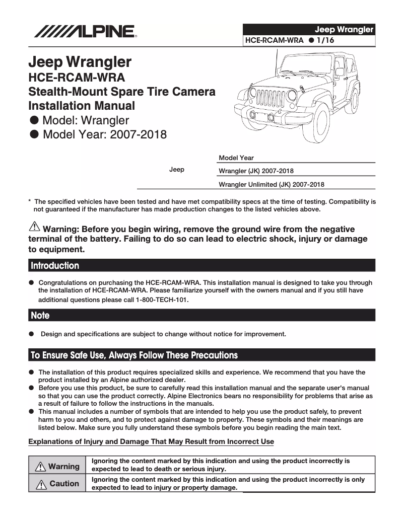Página 1 del manual Manual de usuario Alpine HCE-RCAM-WRA