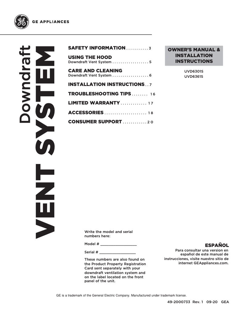 Imagen de la primera página del manual del dispositivo UVD6361DPBB