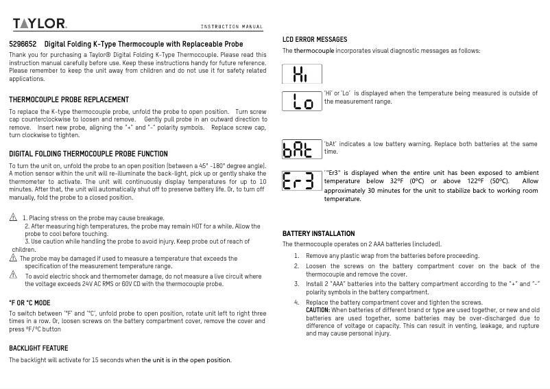 Imagen de la primera página del manual del dispositivo 5296652