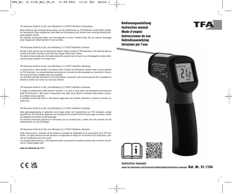 Imagen de la primera página del manual del dispositivo ScanTemp 330 31.1134.06