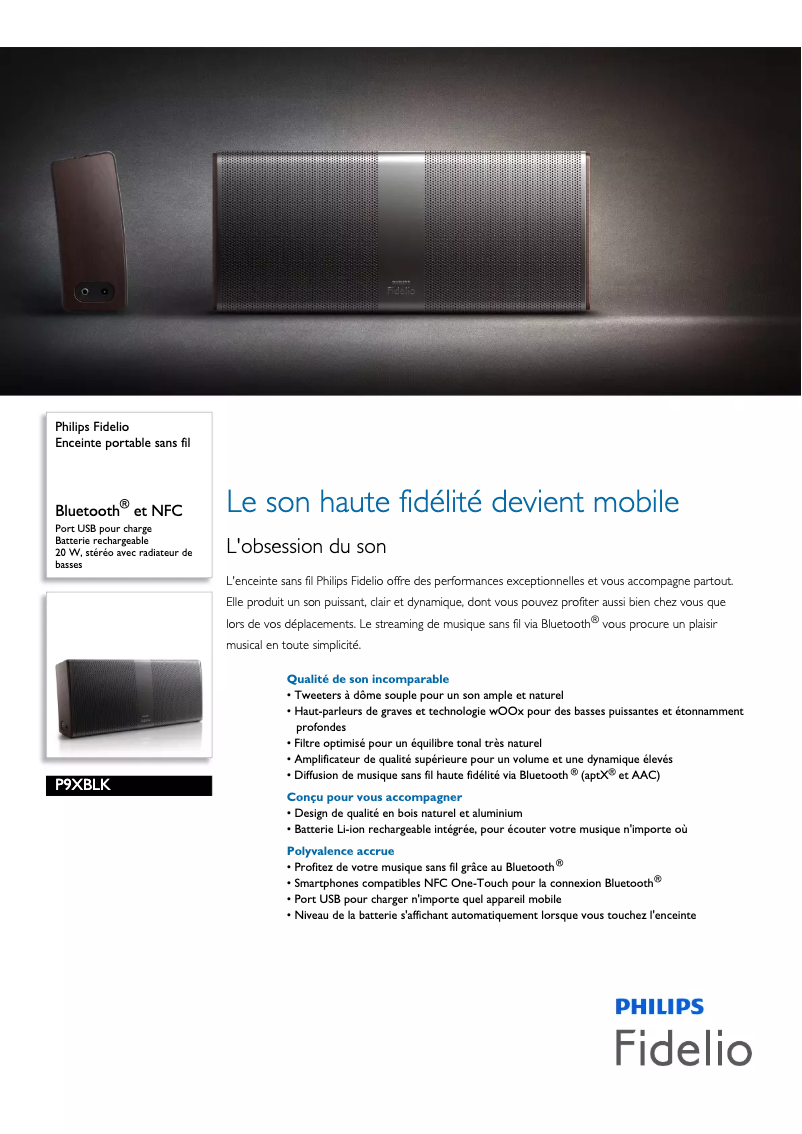 Página 1 del manual Ficha técnica Philips P9XBLK