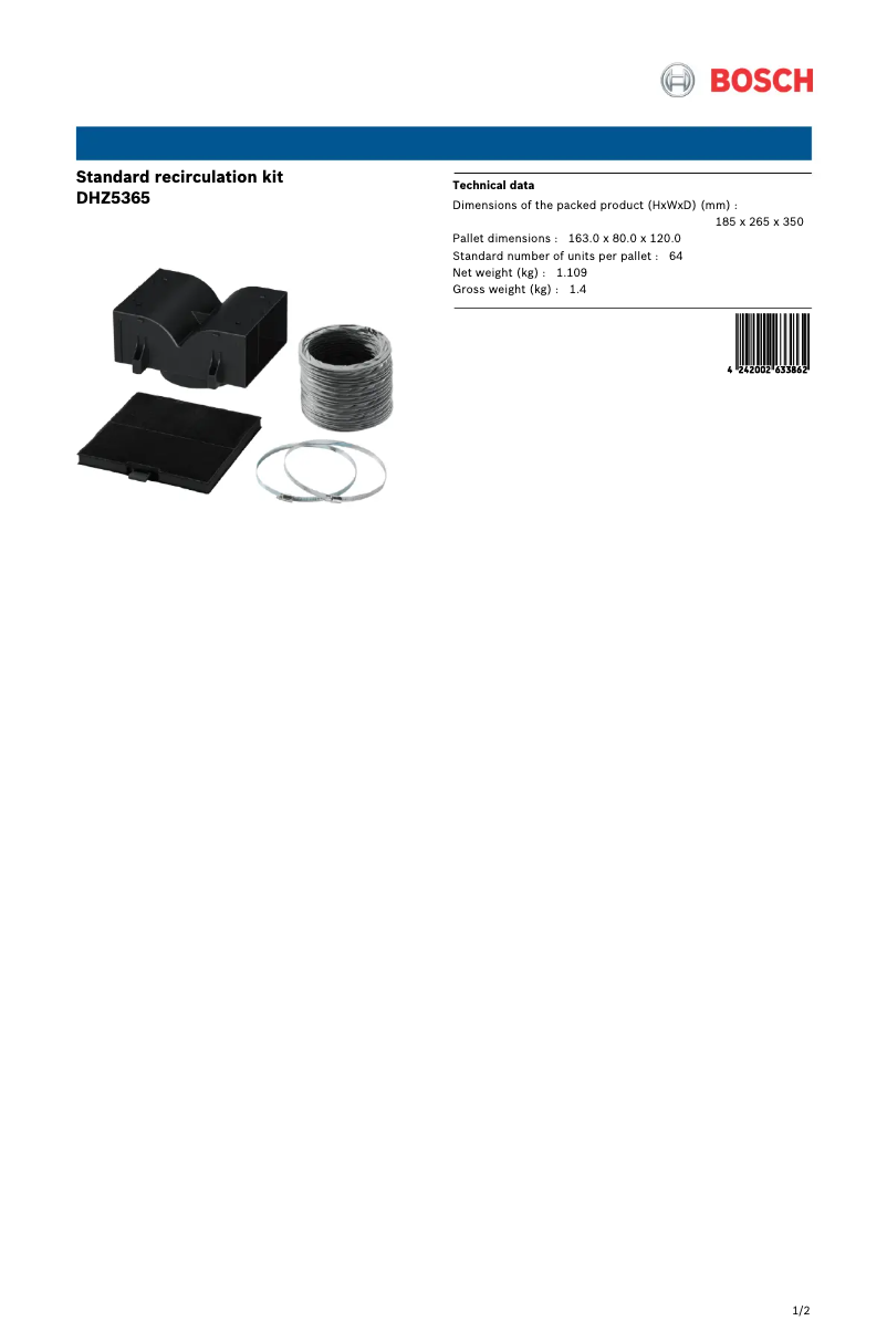 Página nº 1 - Ficha técnica Bosch DHZ5365