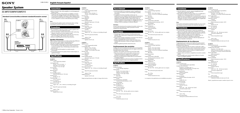 Imagen de la primera página del manual del dispositivo SS-MF315