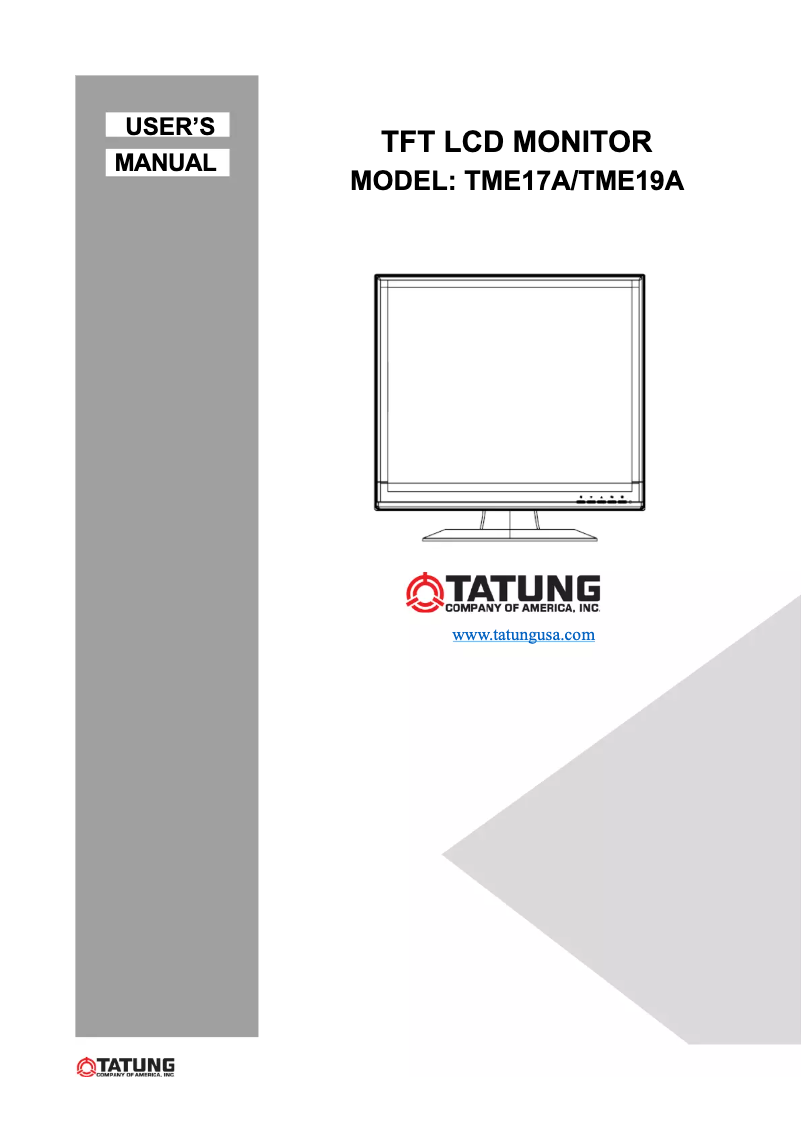 Página 1 del manual Manual de usuario Tatung TME17A