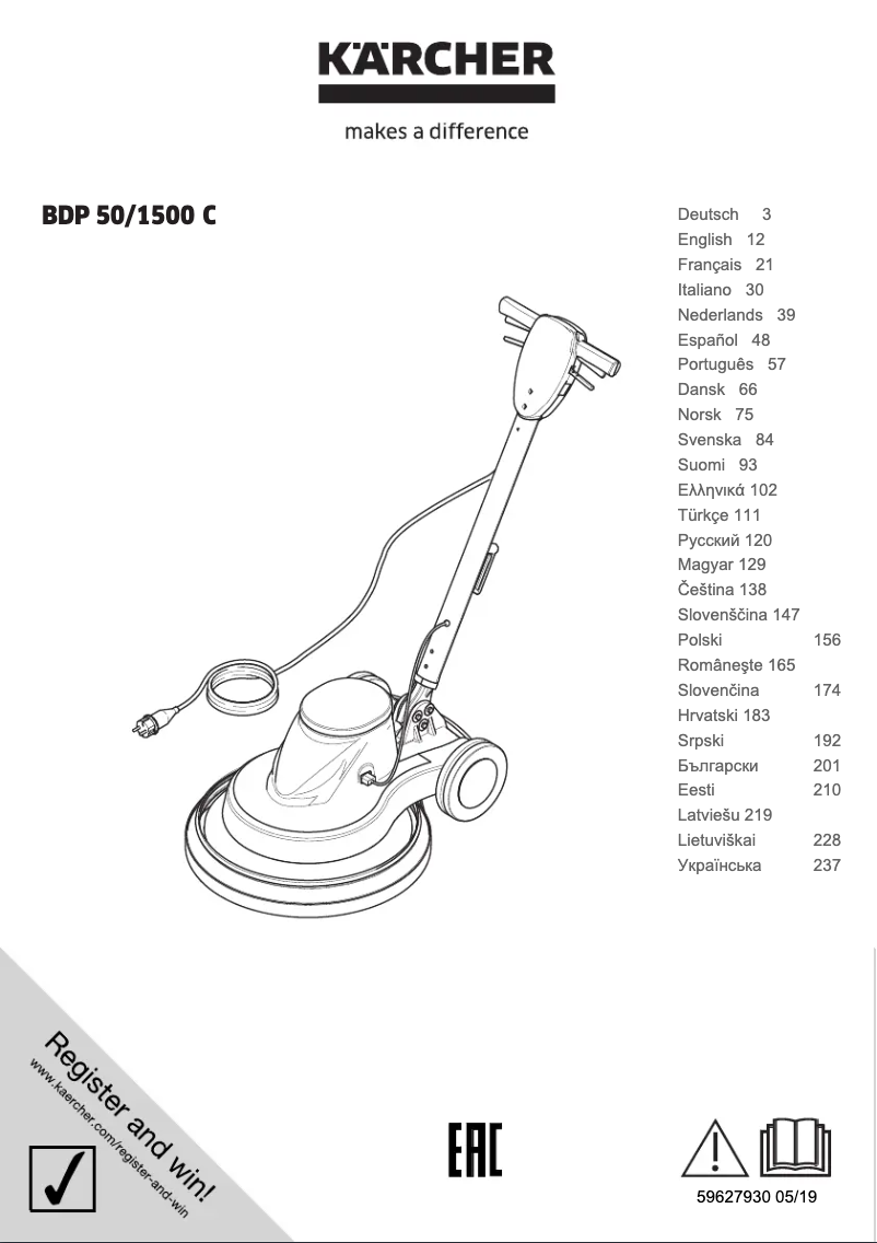 Página 1 del manual Manual de usuario Kärcher BDP 50/1500 C