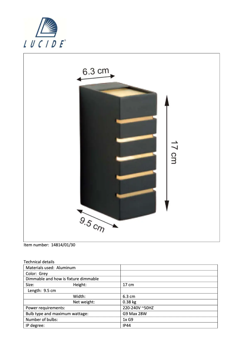 Imagen de la primera página del manual del dispositivo Aster 14814/01/30