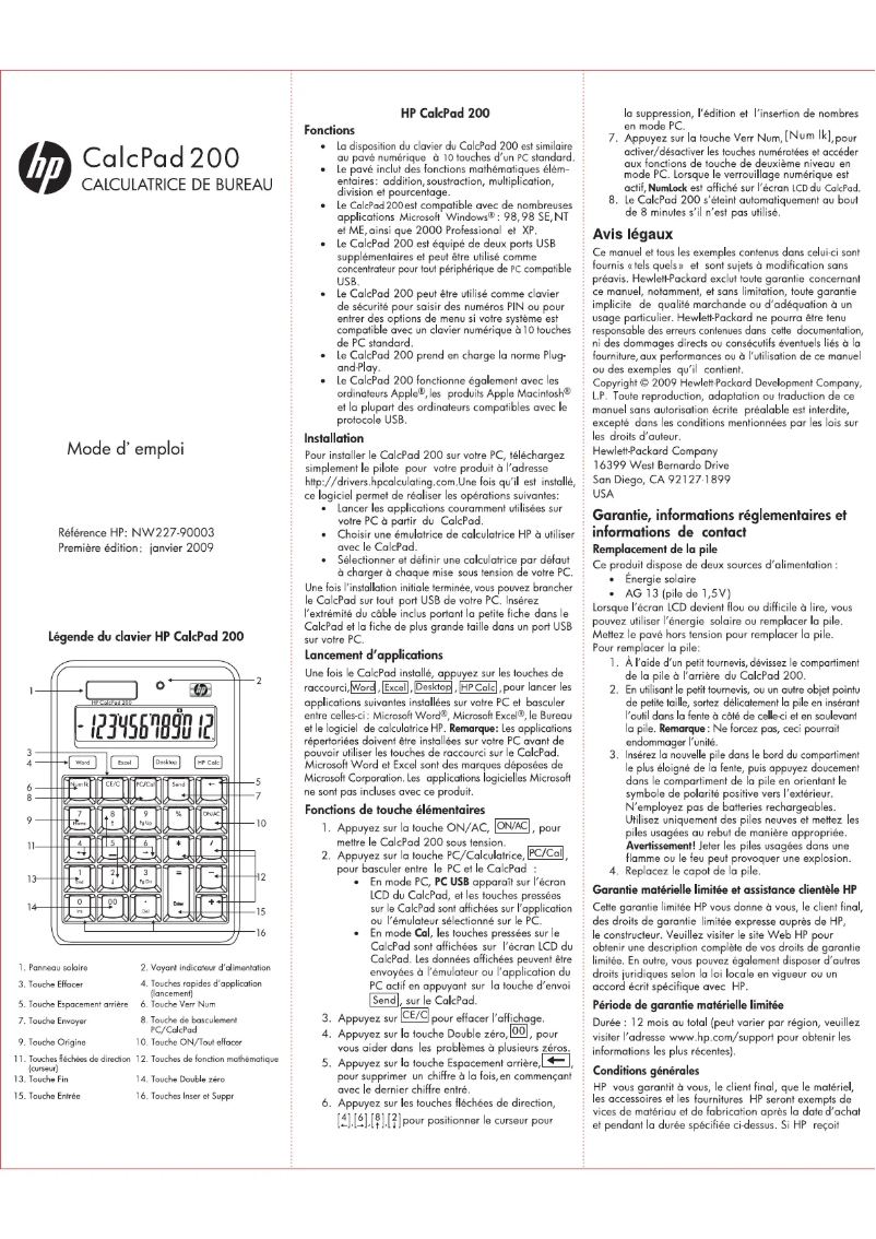 Imagen de la primera página del manual del dispositivo CalcPad 200