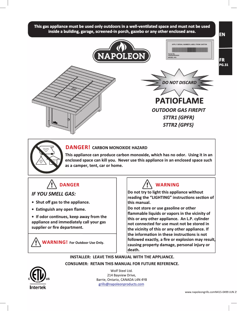 Imagen de la primera página del manual del dispositivo STTR1-BZ