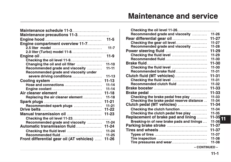 Imagen de la primera página del manual del dispositivo Impreza (2002)