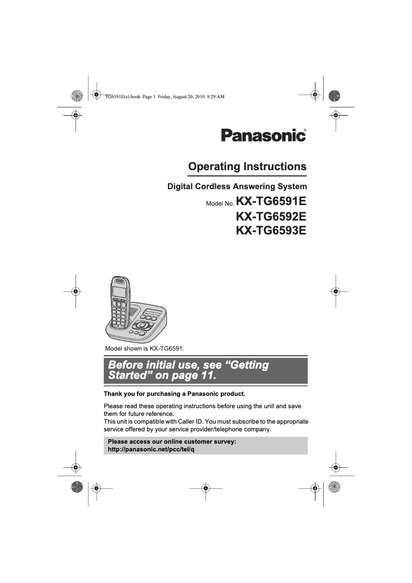 Imagen de la primera página del manual del dispositivo KX-TG6591E