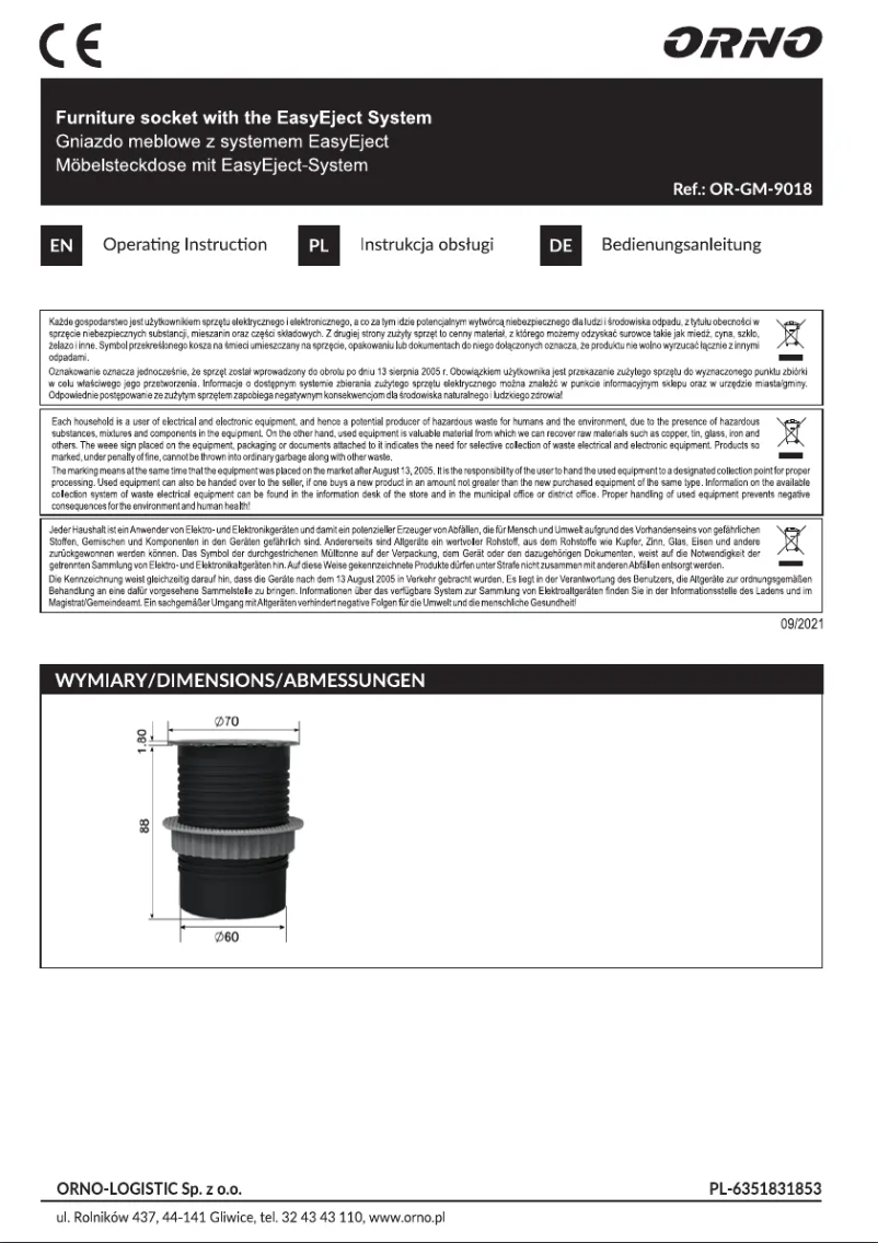 Página 1 del manual Manual de usuario ORNO OR-GM-9018