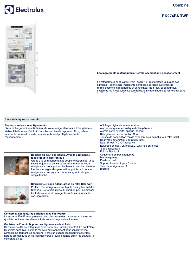 Imagen de la primera página del manual del dispositivo EK274BNRWE