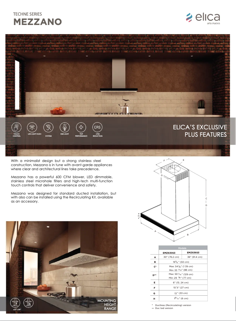 Página 1 del manual Ficha técnica Elica Mezzano EMZ636S3