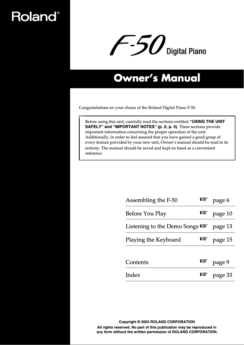 Imagen de la primera página del manual del dispositivo F-50