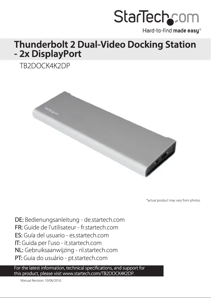 Imagen de la primera página del manual del dispositivo TB2DOCK4K2DP