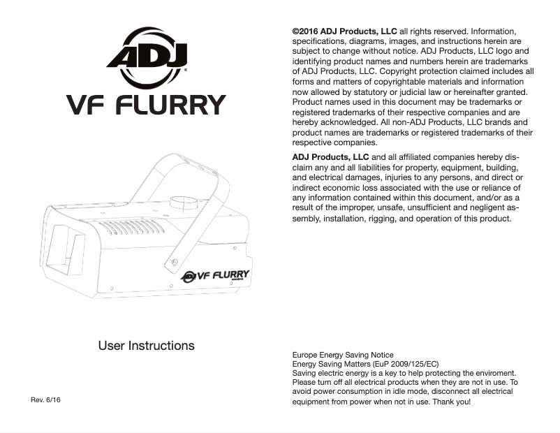 Imagen de la primera página del manual del dispositivo VF Flurry