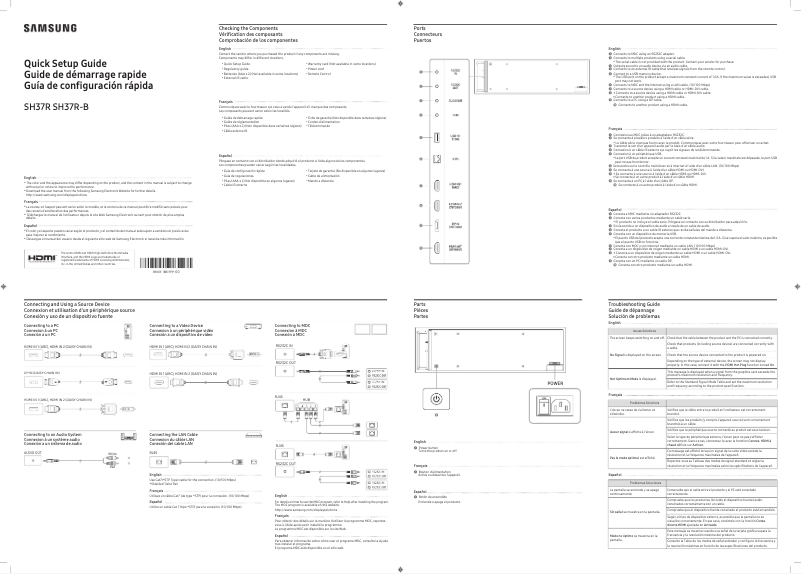 Imagen de la primera página del manual del dispositivo SH37R-B