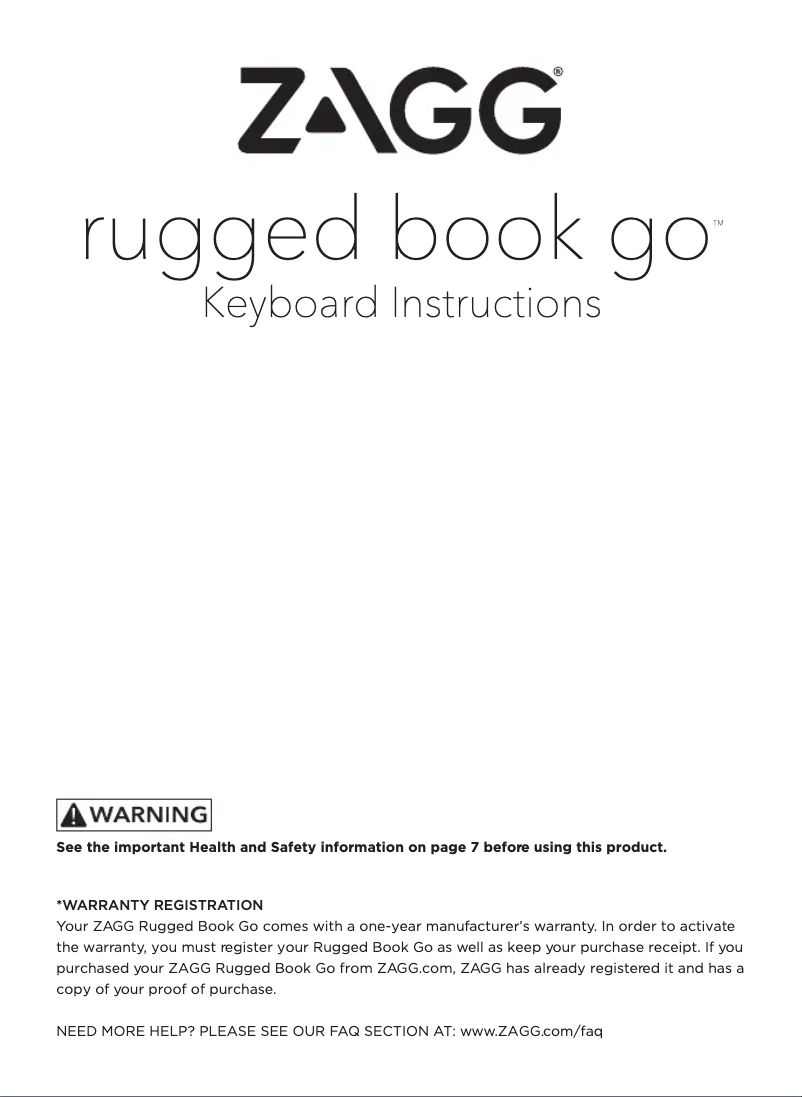 Página nº 1 - Manual de usuario Zagg Rugged Book Go