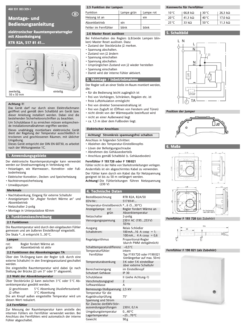 Imagen de la primera página del manual del dispositivo RTR R2A
