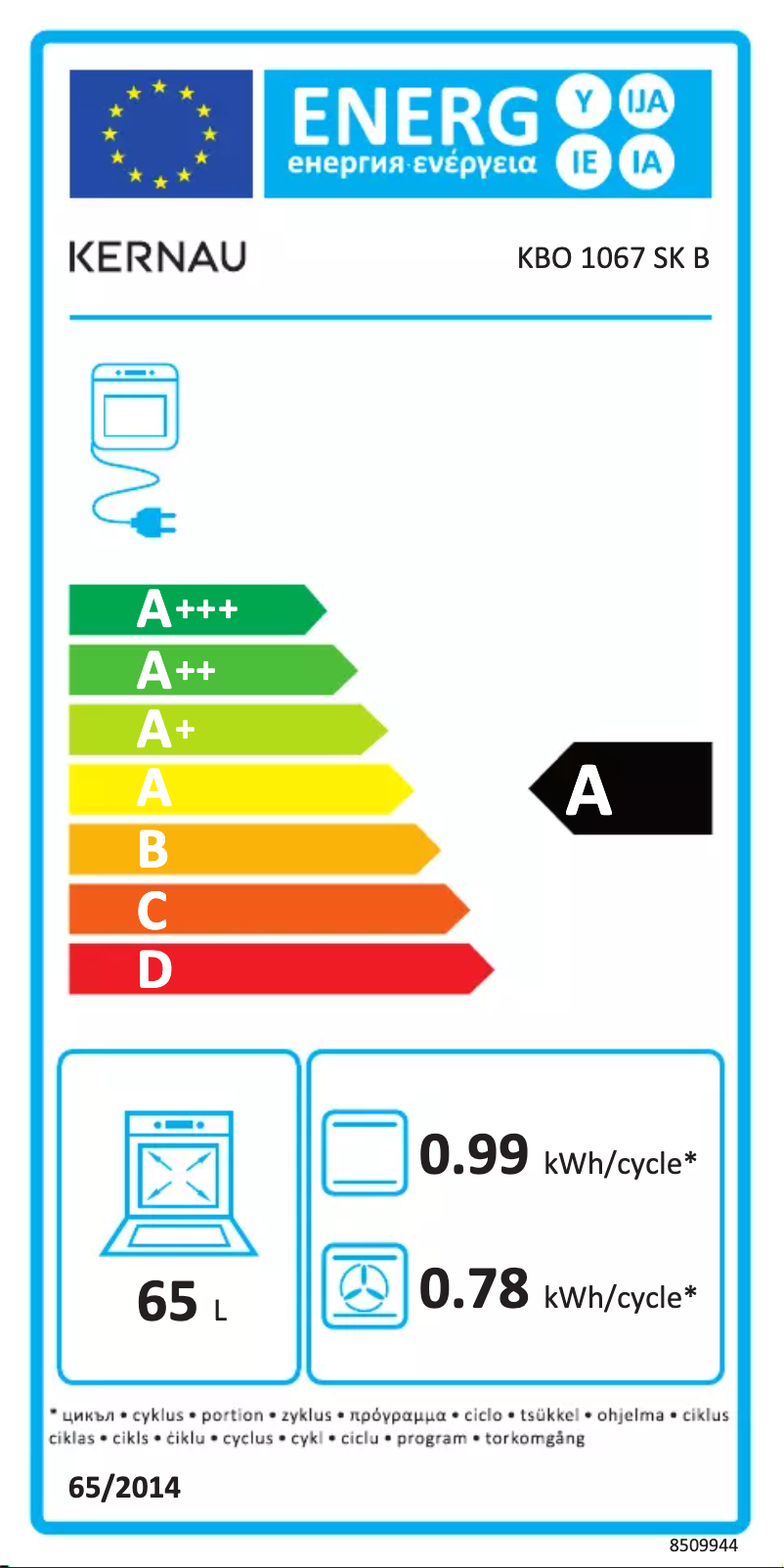 Página 1 del manual Etiqueta energética Kernau KBO 1067 SK B