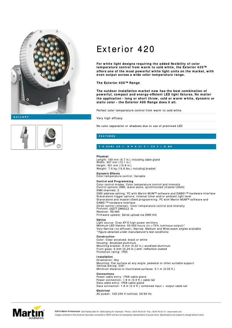 Página 1 del manual Ficha técnica Martin Exterior 420