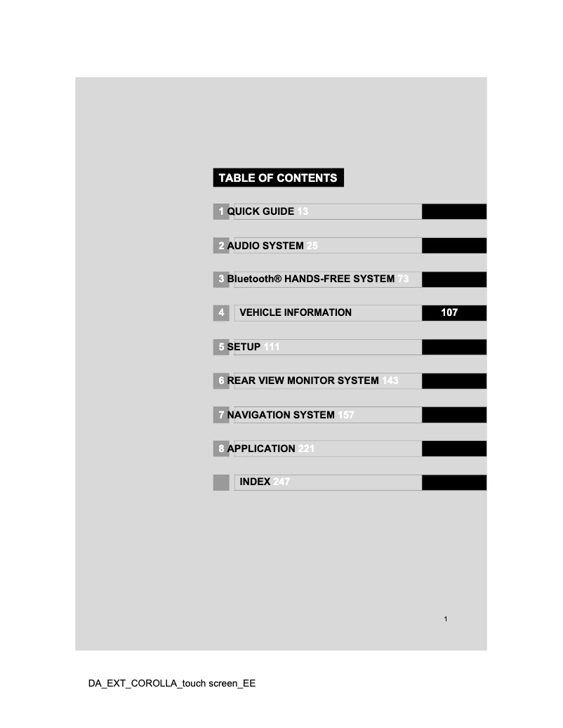 Página 1 del manual Manual de usuario Toyota Corolla 2013 Navigation