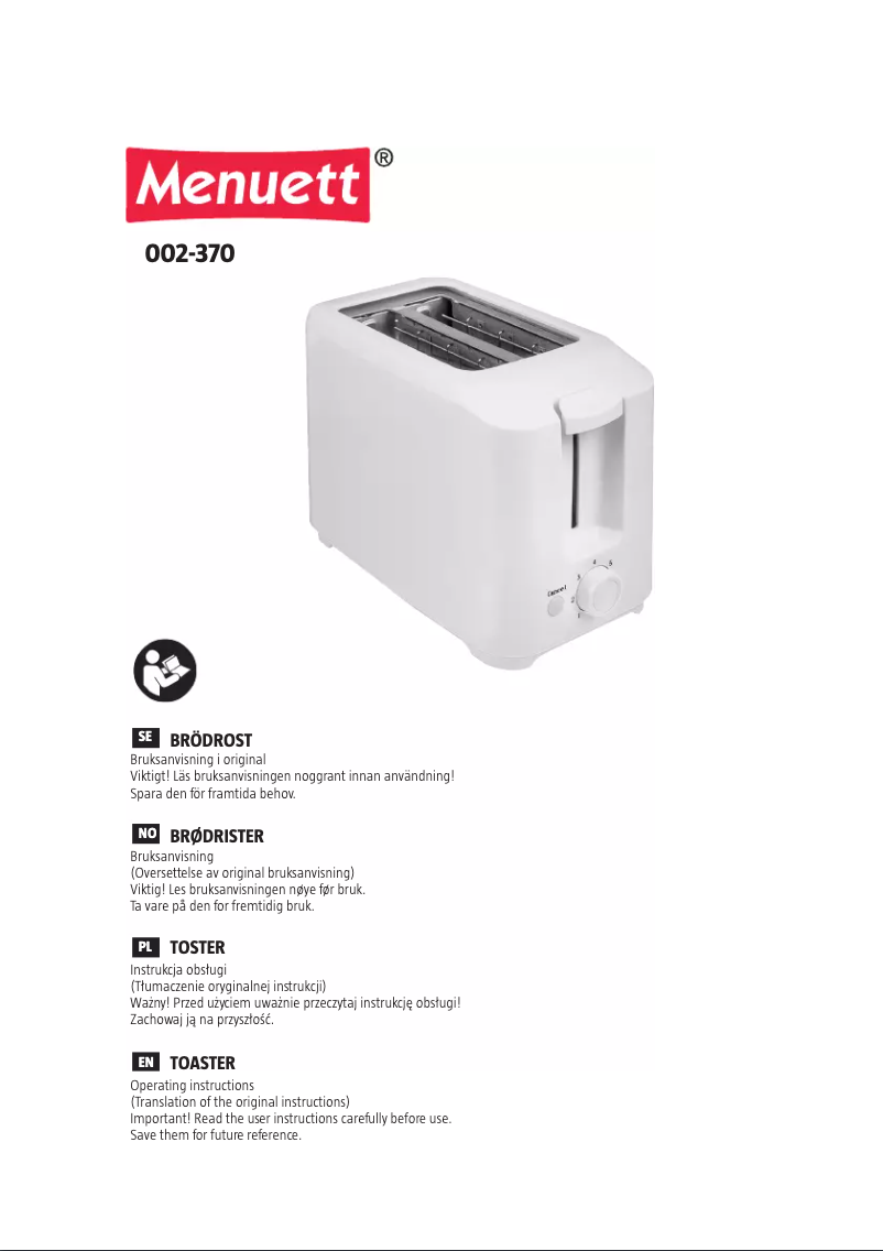 Página 1 del manual Manual de usuario Menuett 002-370