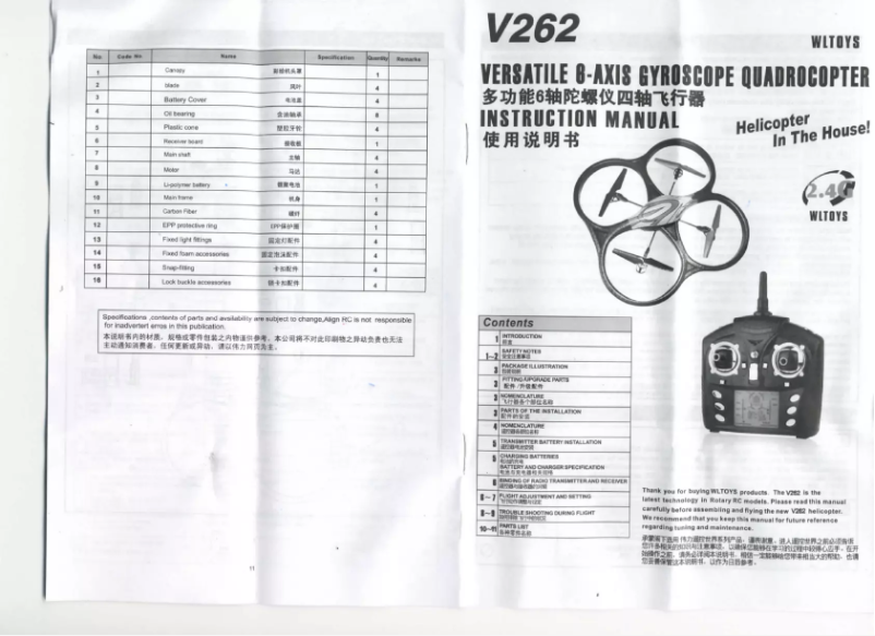 Página 1 del manual Manual de usuario WLtoys V262