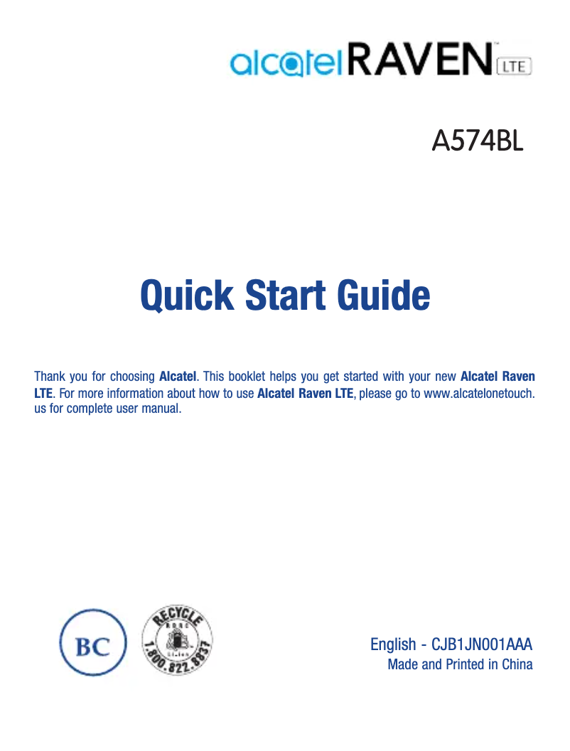 Página 1 del manual Guía de inicio rápido Alcatel Raven