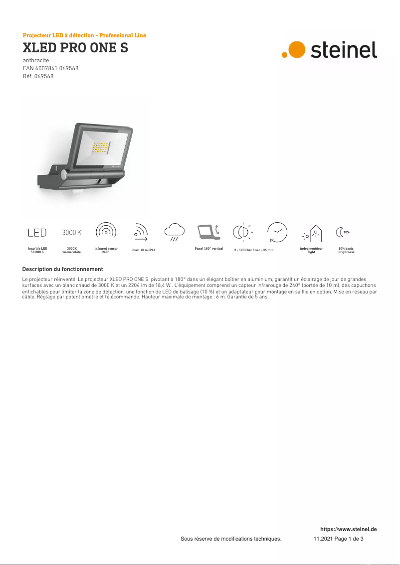 Imagen de la primera página del manual del dispositivo XLED PRO ONE S