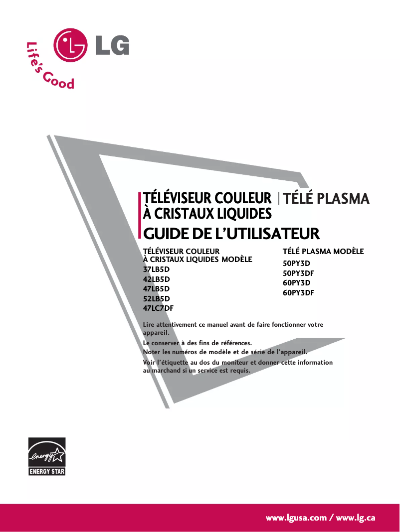 Imagen de la primera página del manual del dispositivo 52LB5DF