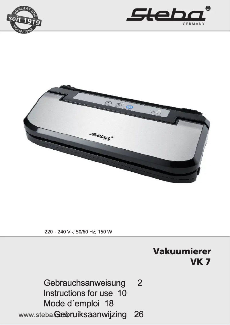 Página 1 del manual Manual de usuario Steba VK 7