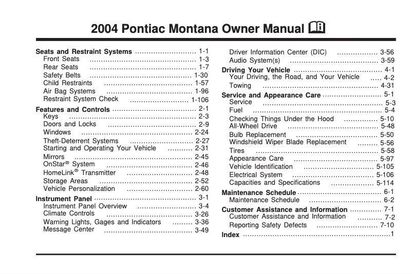 Imagen de la primera página del manual del dispositivo Montana (2004)