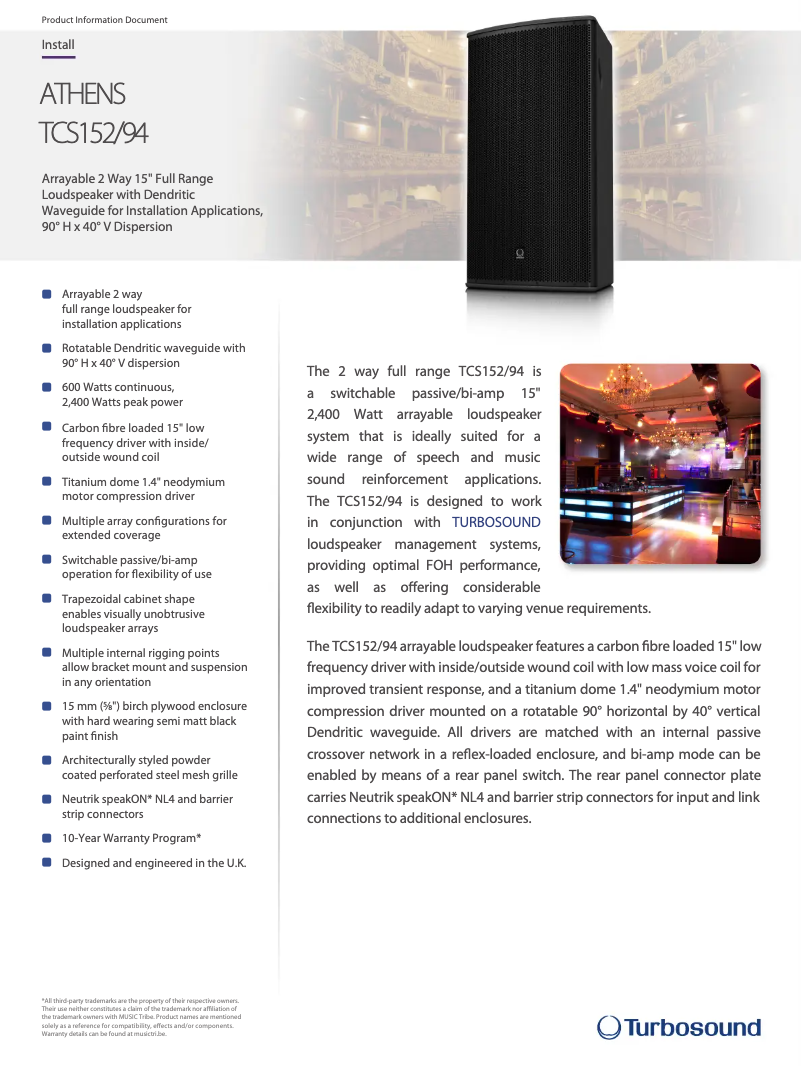 Imagen de la primera página del manual del dispositivo TCS152/94