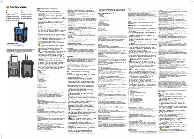 Imagen de la primera página del manual del dispositivo RD-1583