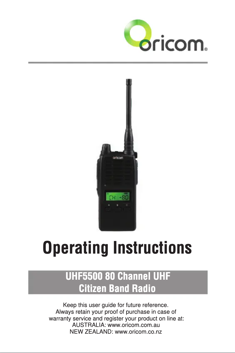 Página 1 del manual Manual de usuario Oricom UHF5500-1