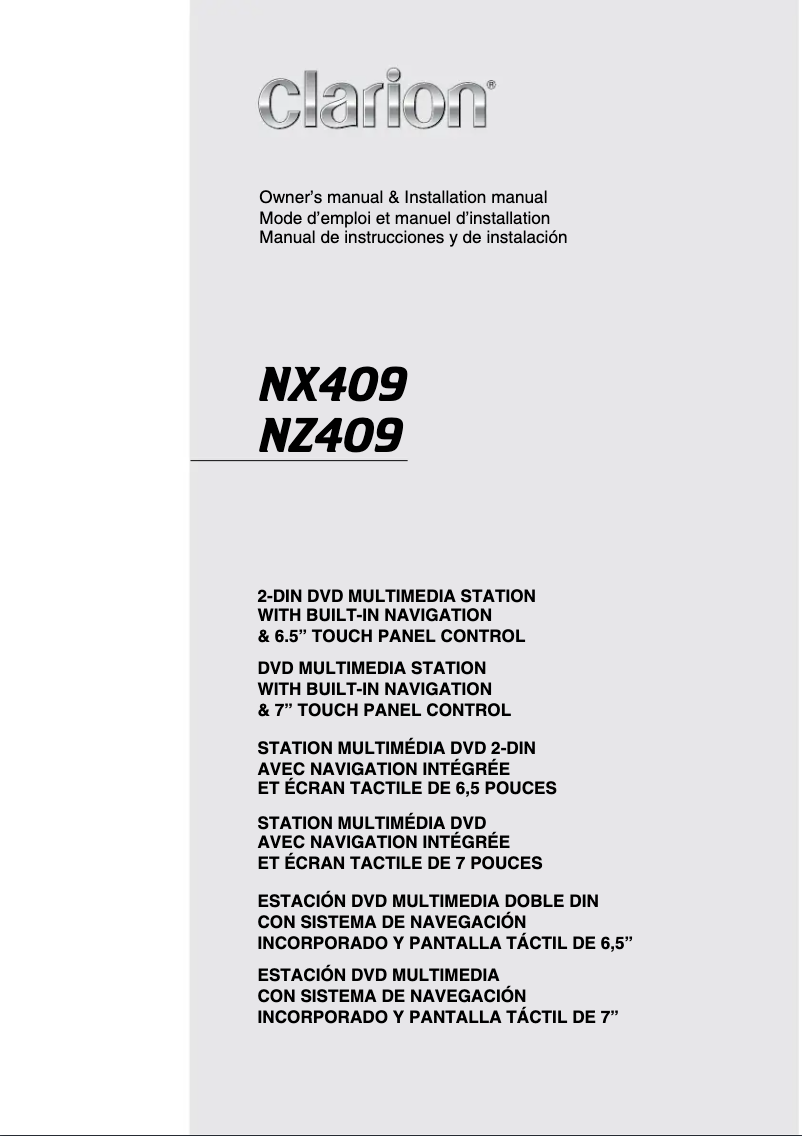 Imagen de la primera página del manual del dispositivo NX409