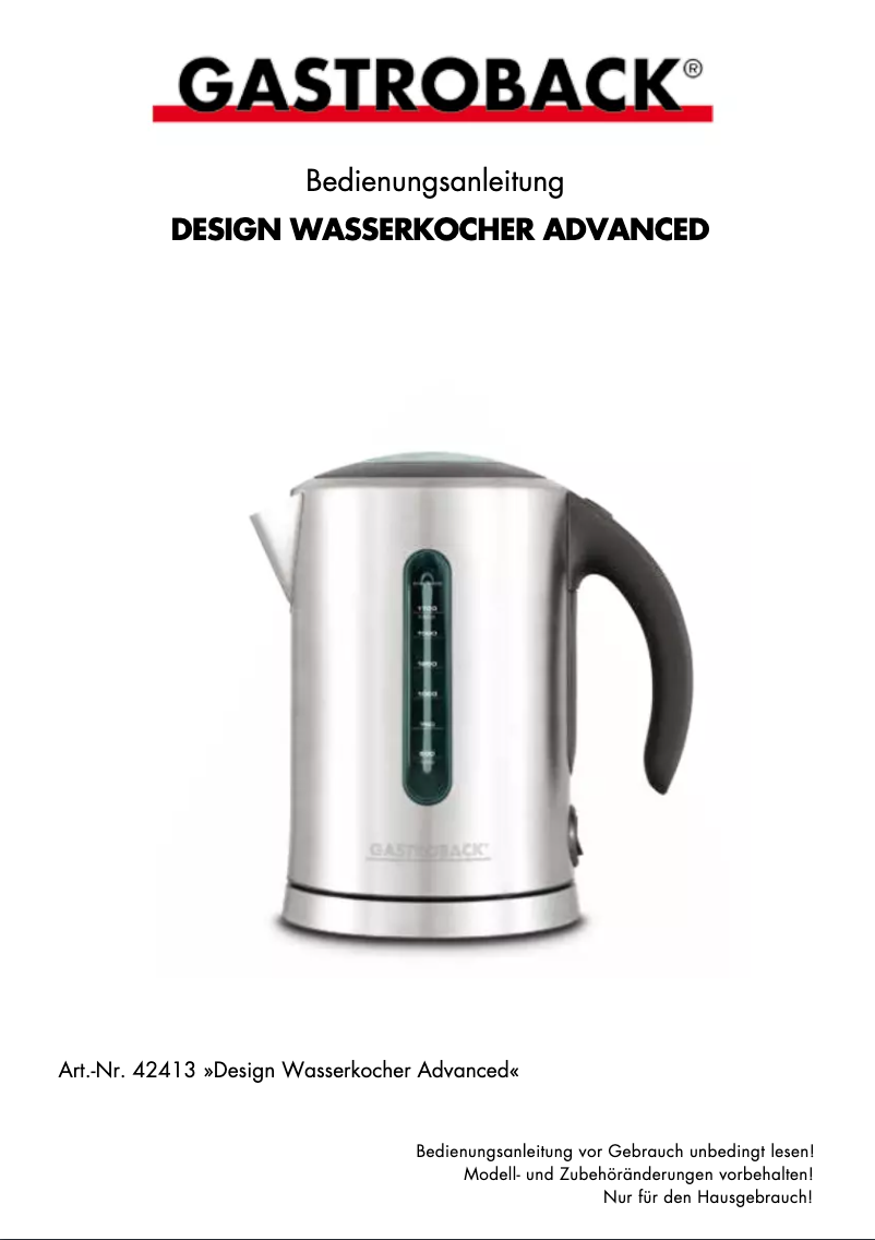 Página nº 1 - Manual de usuario Gastroback Design 42413