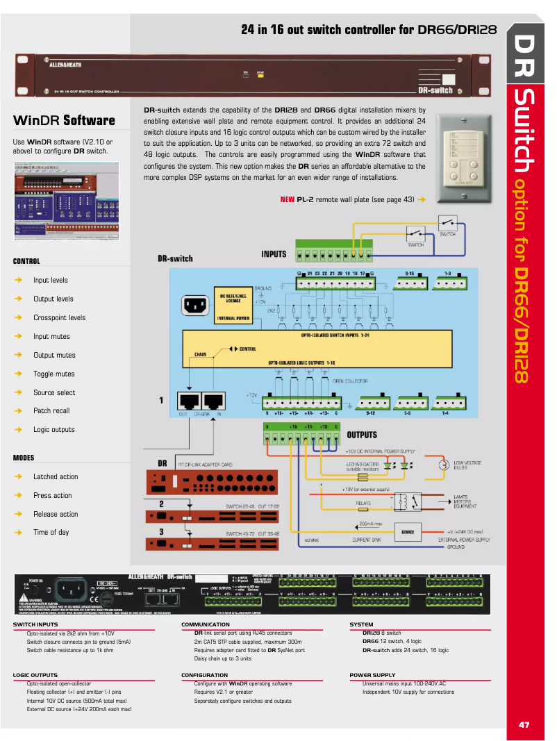 Página 1 del manual Folleto Allen & Heath DR Switch
