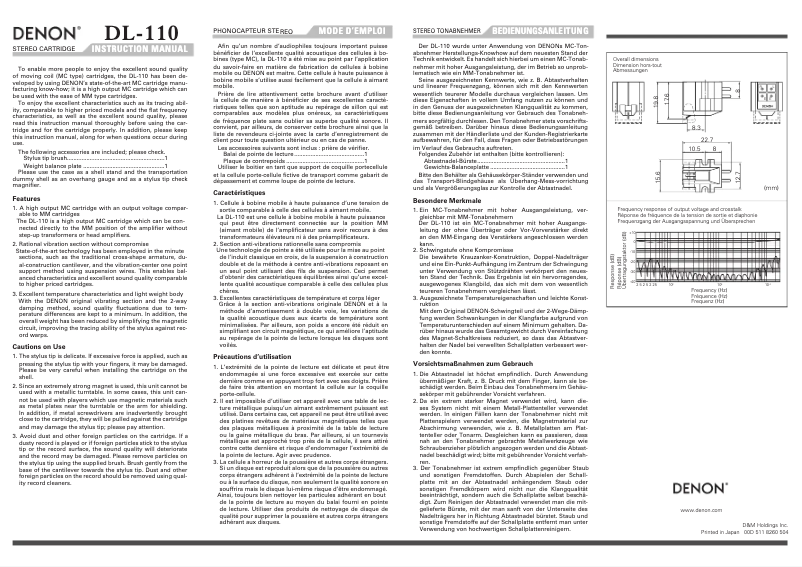 Imagen de la primera página del manual del dispositivo DL-110