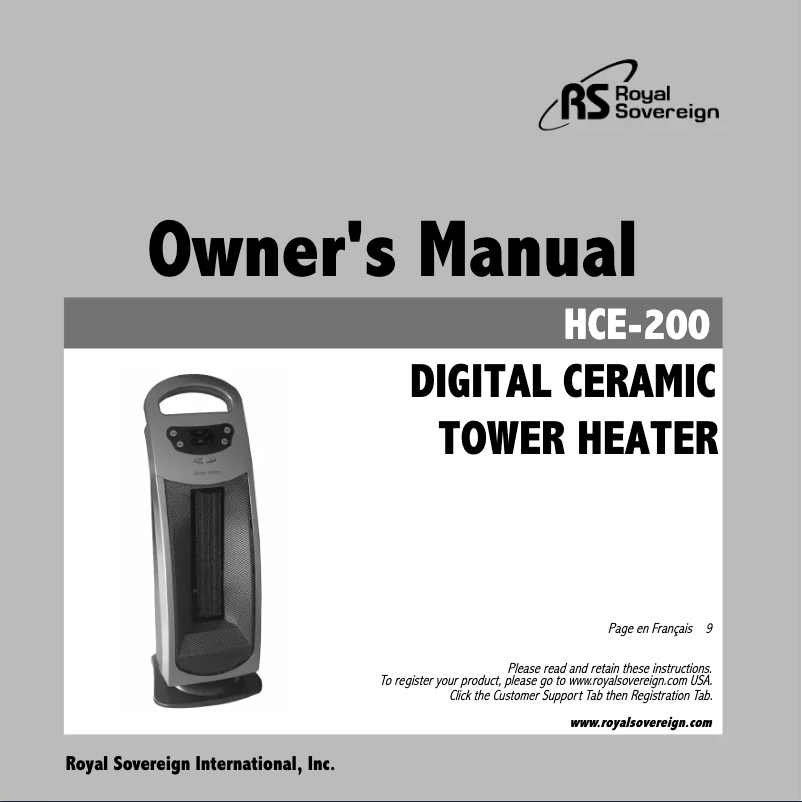 Página 1 del manual Manual de usuario Royal Sovereign HCE-200
