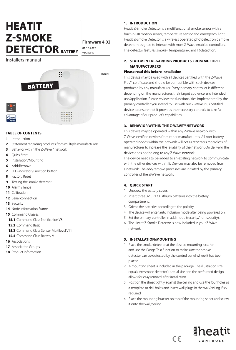 Imagen de la primera página del manual del dispositivo Z-Smoke