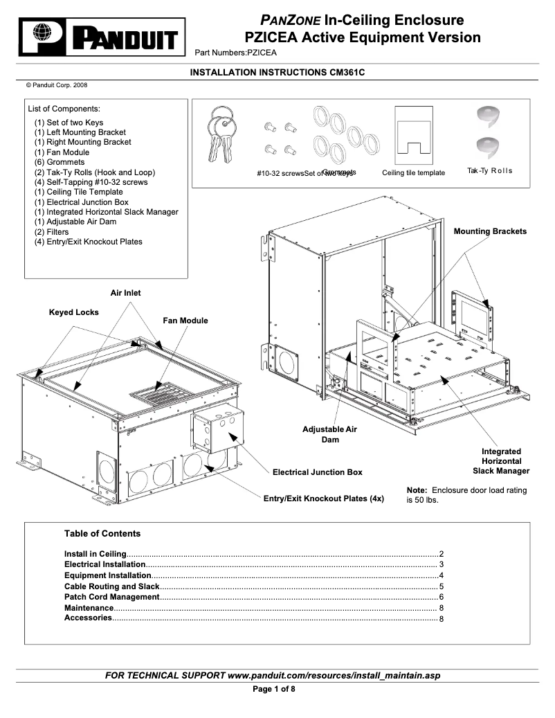 Página nº 1 - Guía de instalación Panduit PZICEA