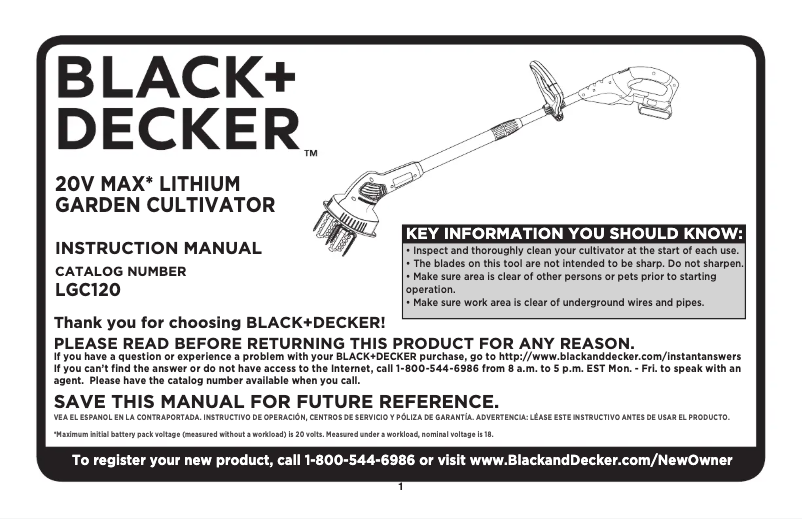 Página 1 del manual Manual de usuario Black & Decker LGC120